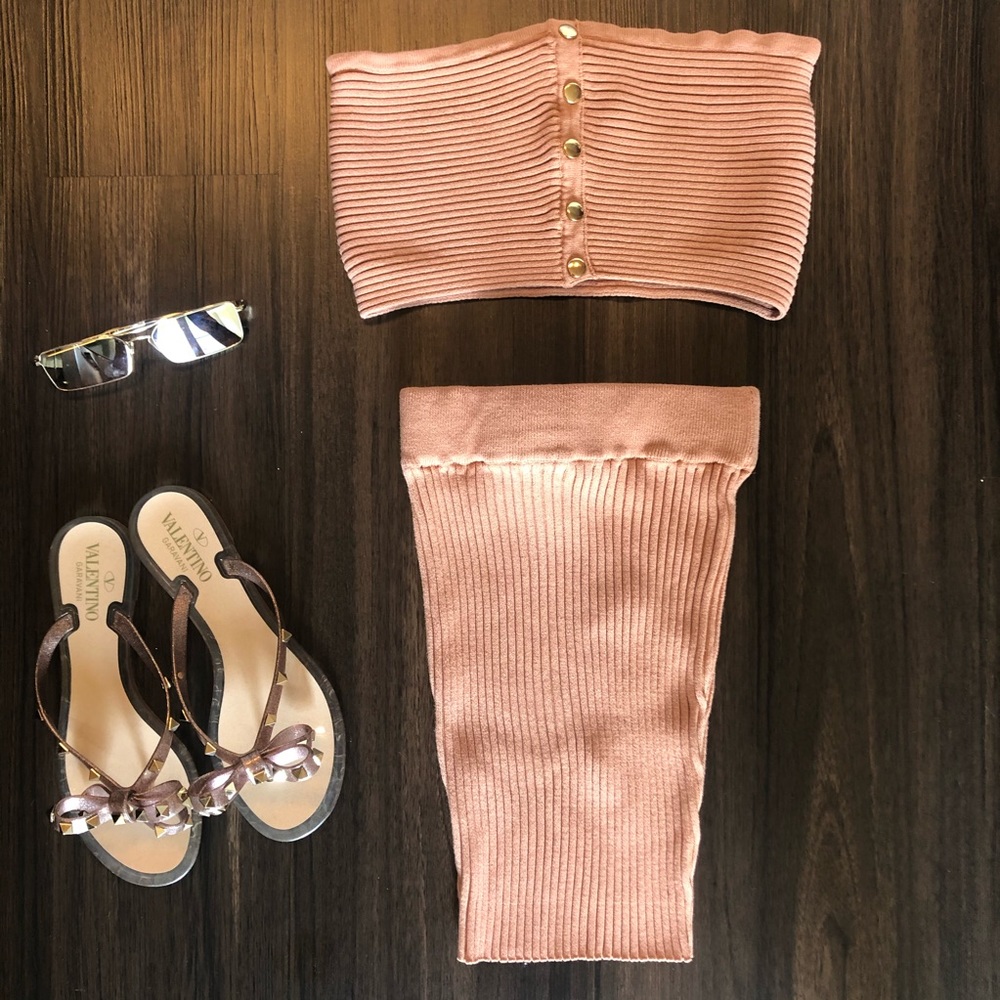 Windsor Crop Top Skirt Set Pink
